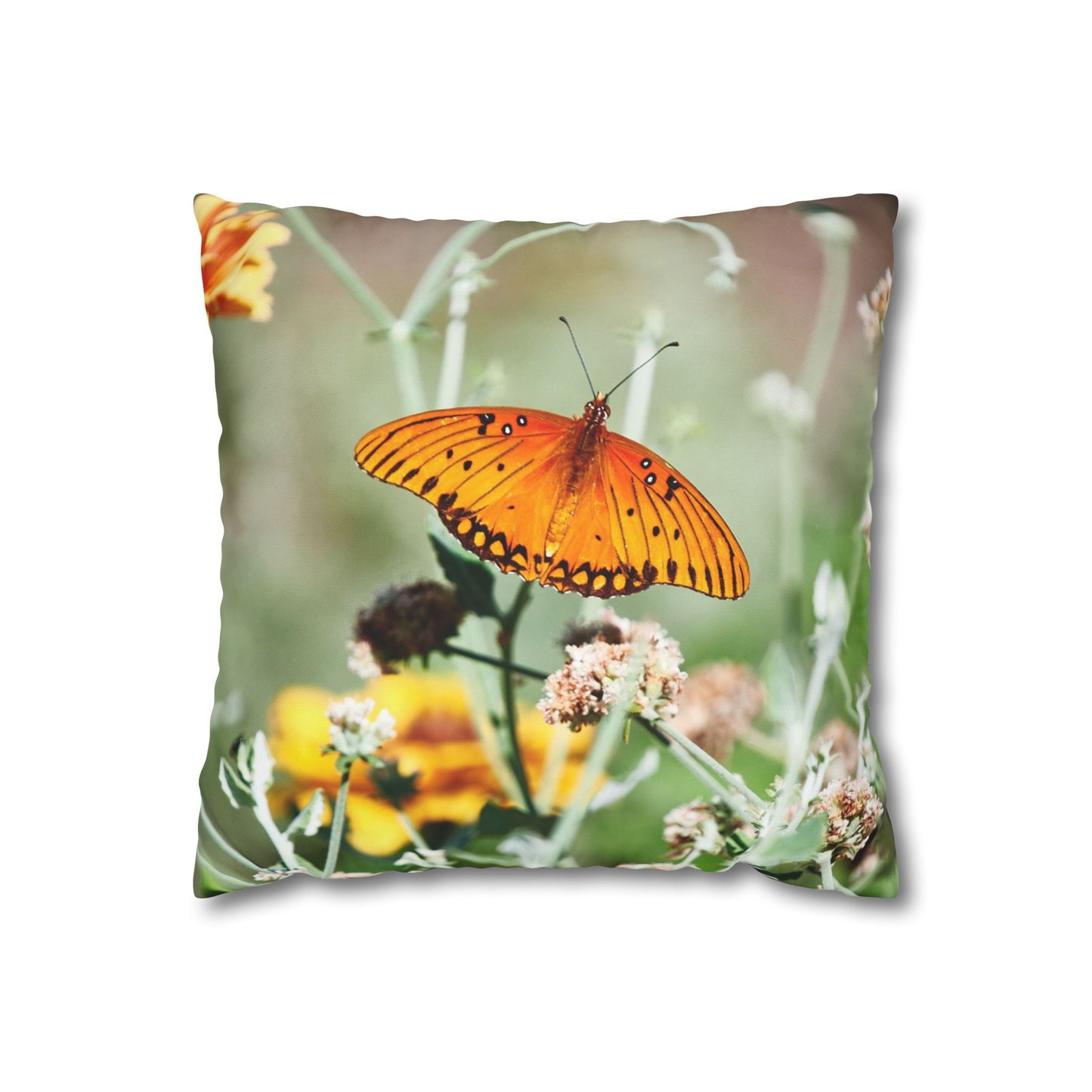 Canvas Pillowcase Butterfly Garden Photo Square