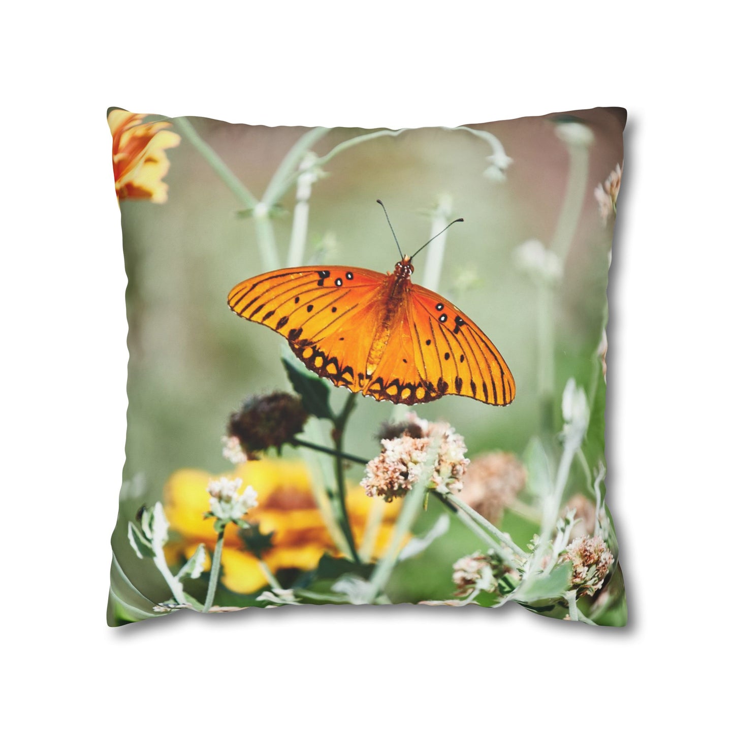 Canvas Pillowcase Butterfly Garden Photo Square