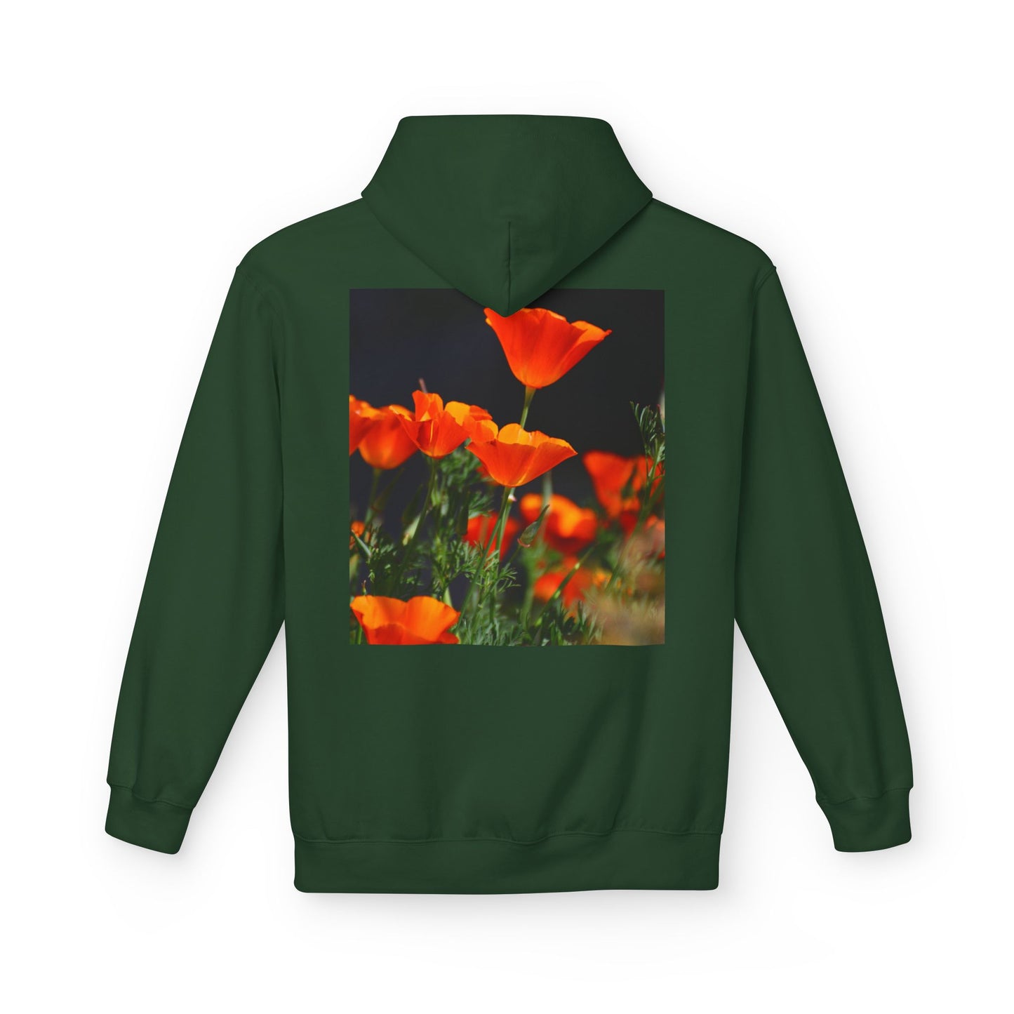mid weight hoodie - backlit california poppies