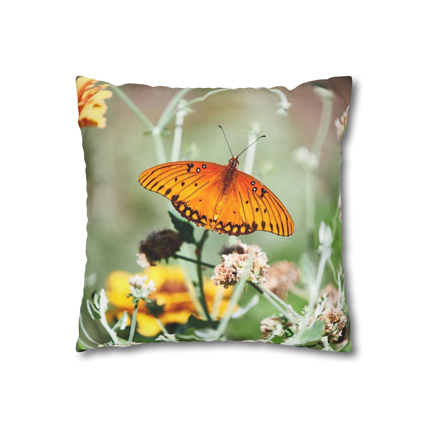 Canvas Pillowcase Butterfly Garden Photo Square