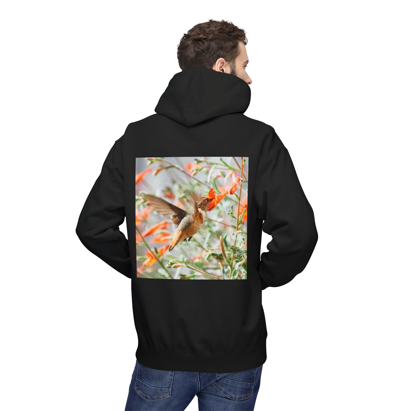 Fleece Hoodie - Hummingbird and Dahlia Garden Photography