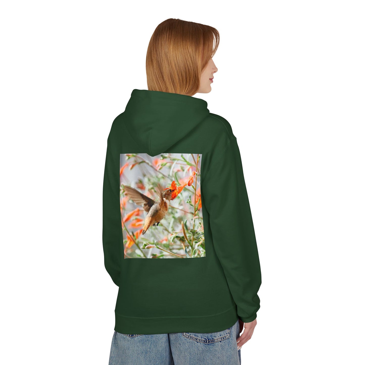 Fleece Hoodie - Hummingbird and Dahlia Garden Photography