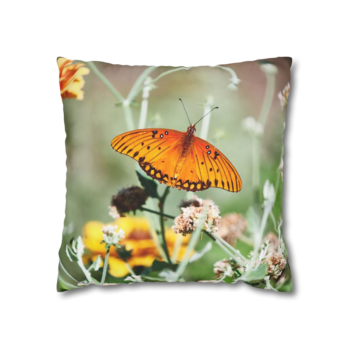 Canvas Pillowcase Butterfly Garden Photo Square