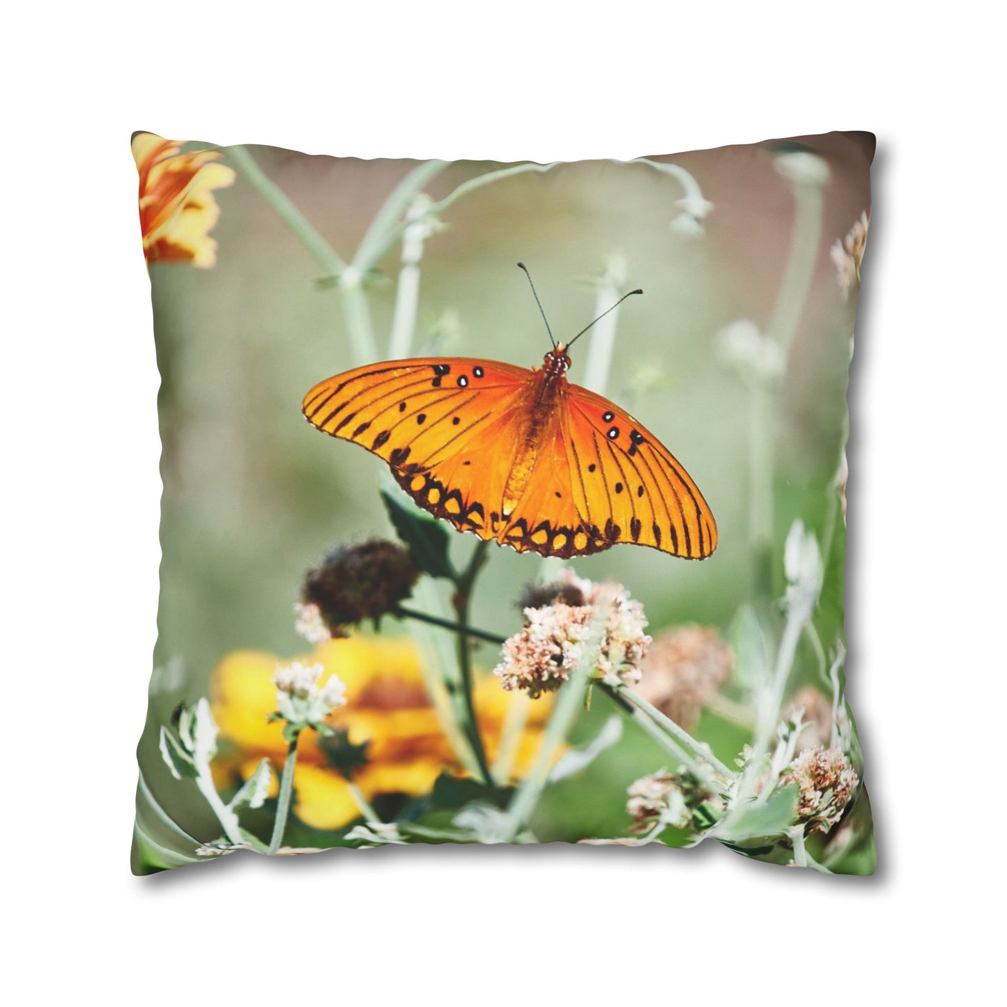 Canvas Pillowcase Butterfly Garden Photo Square