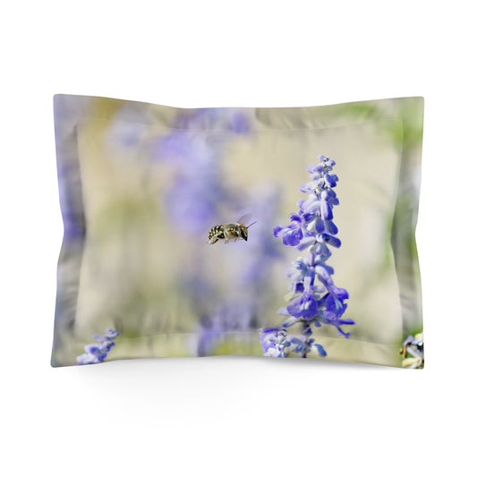 Pillow Sham - Wool Carder Bee and Blue Sage Garden Photo Print