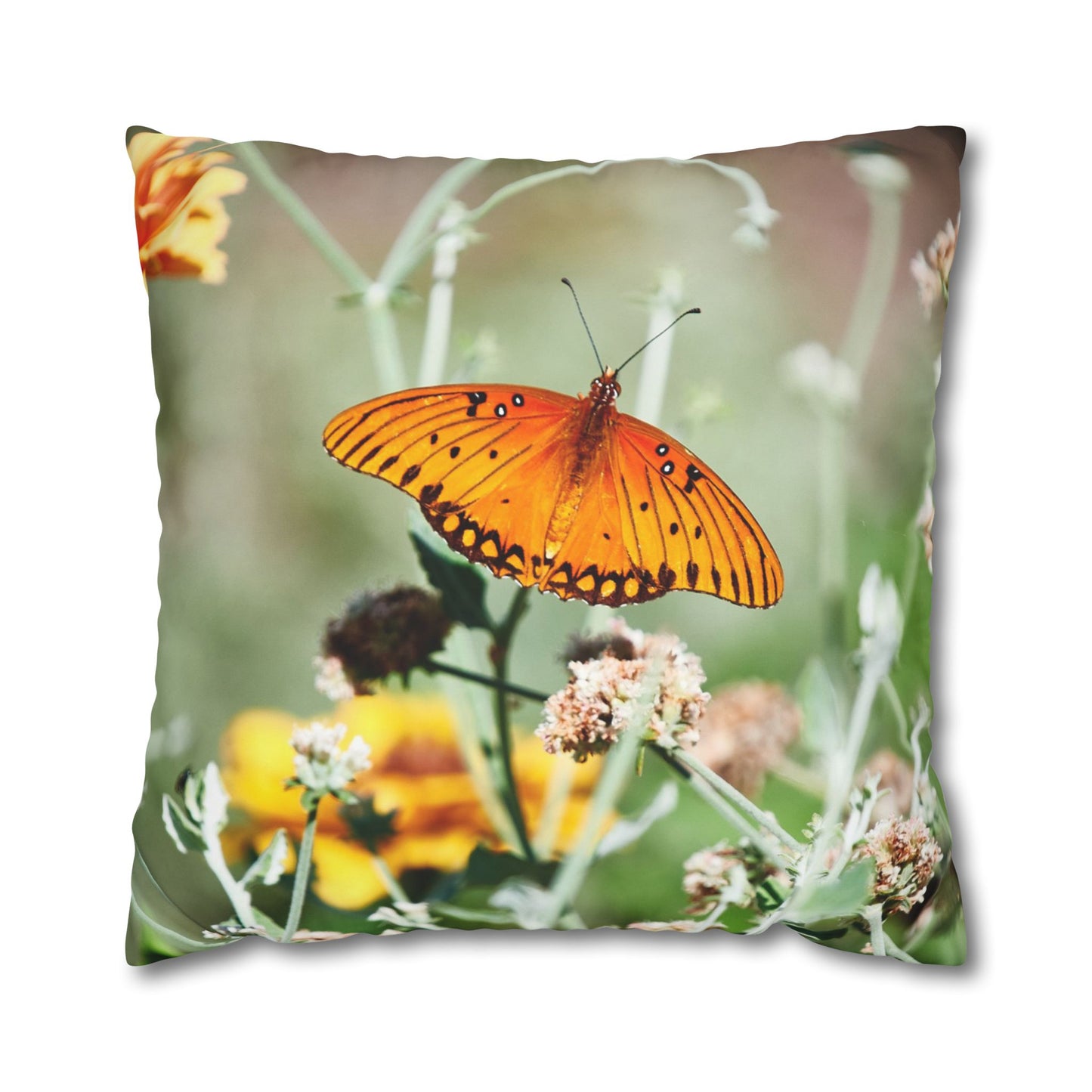Canvas Pillowcase Butterfly Garden Photo Square