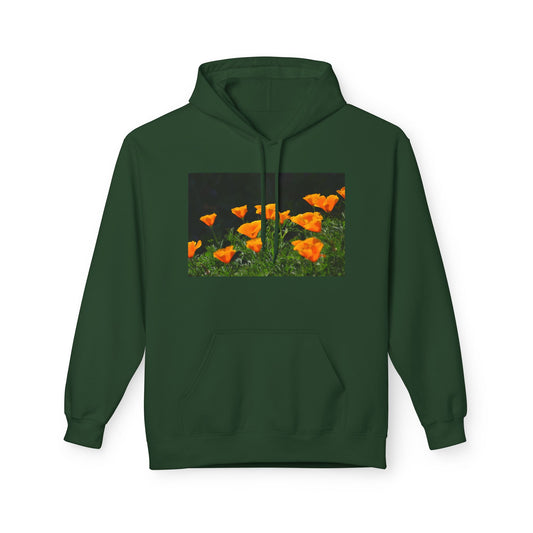 mid weight hoodie - backlit california poppies