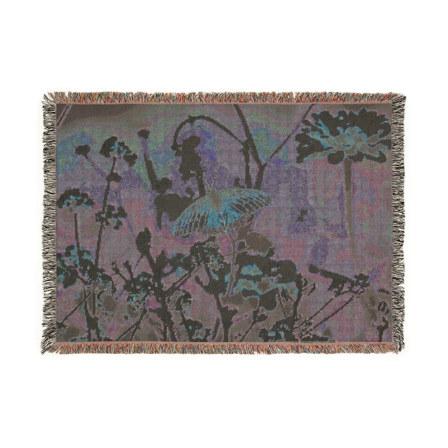 Woven Blanket - Fritillary Butterfly on Ashyleaf Buckwheat and Zinnia Design