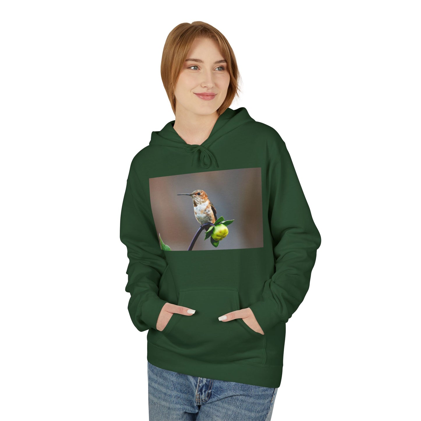 Fleece Hoodie - Hummingbird and Dahlia Garden Photography
