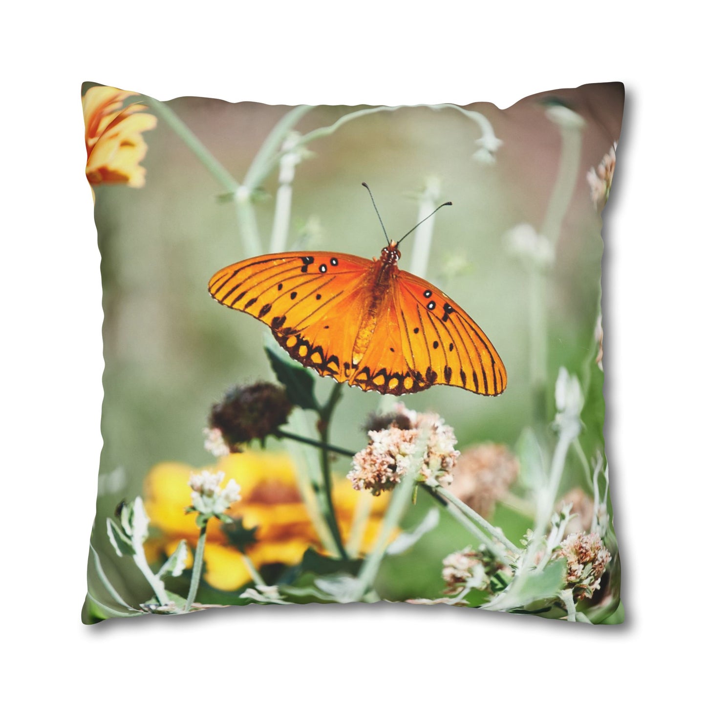 Canvas Pillowcase Butterfly Garden Photo Square