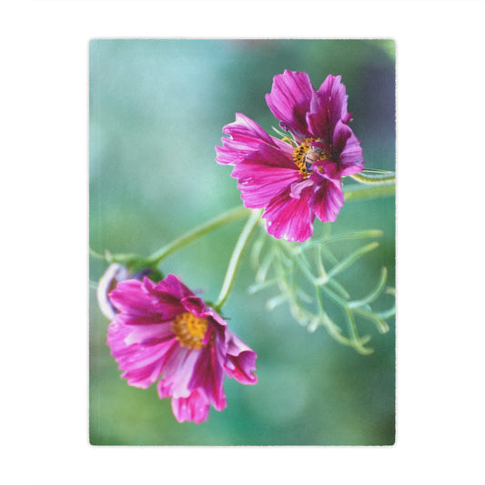 Minky Blanket - Honey Bee on Cosmos Organic Garden Design