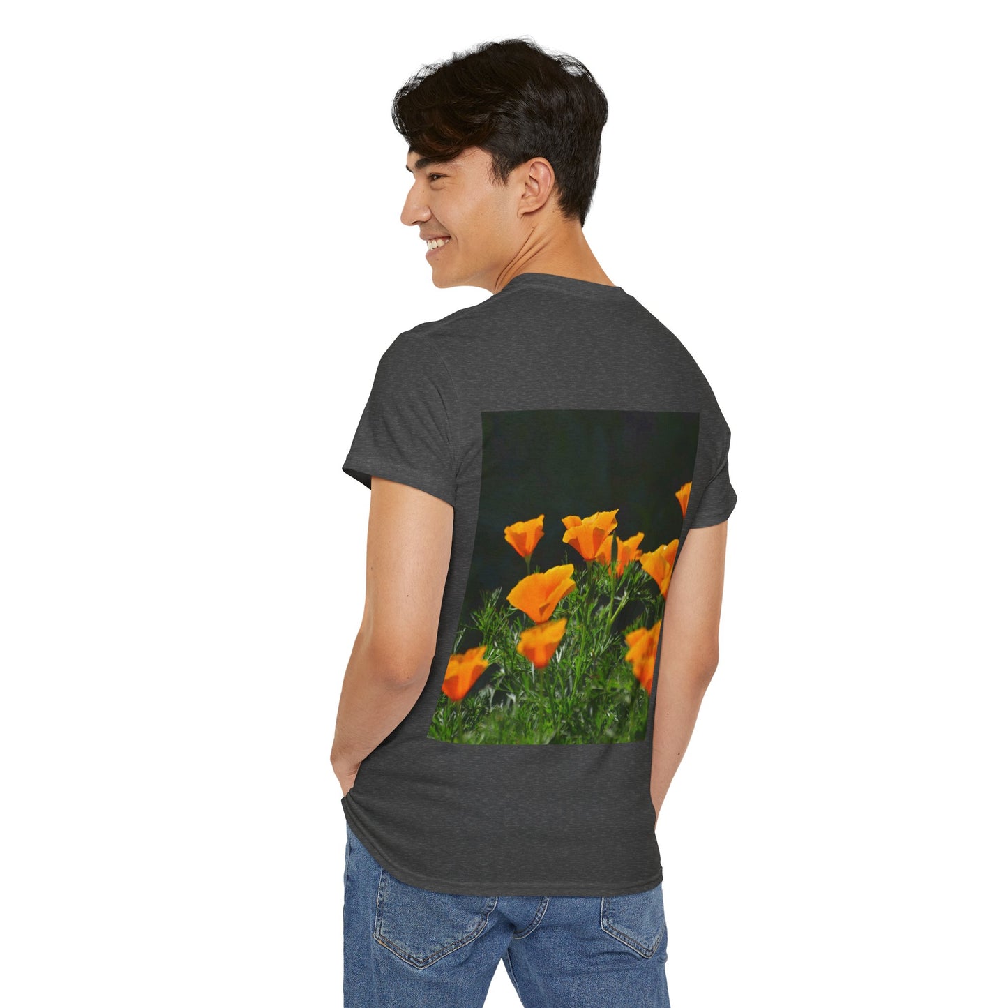 Floral Tee - Dahlia and California Poppies Garden Photos
