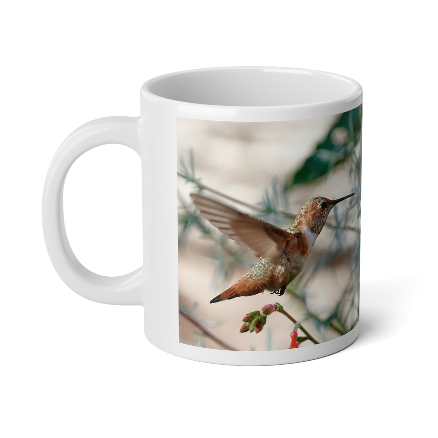 Mug - Hummingbird Drinking from Catalina Fuchsia Garden Photo Print 20oz