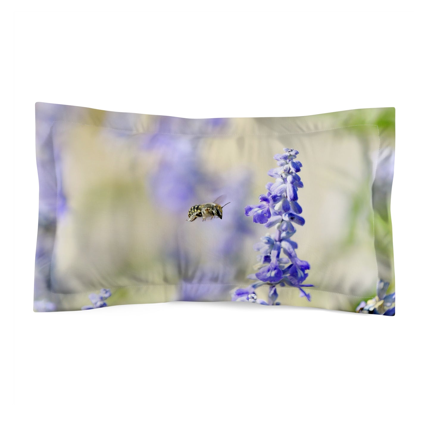 Pillow Sham - Wool Carder Bee and Blue Sage Garden Photo Print