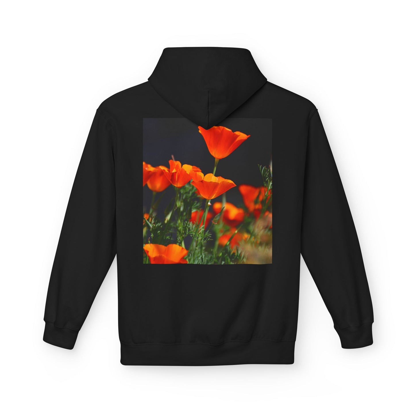 mid weight hoodie - backlit california poppies