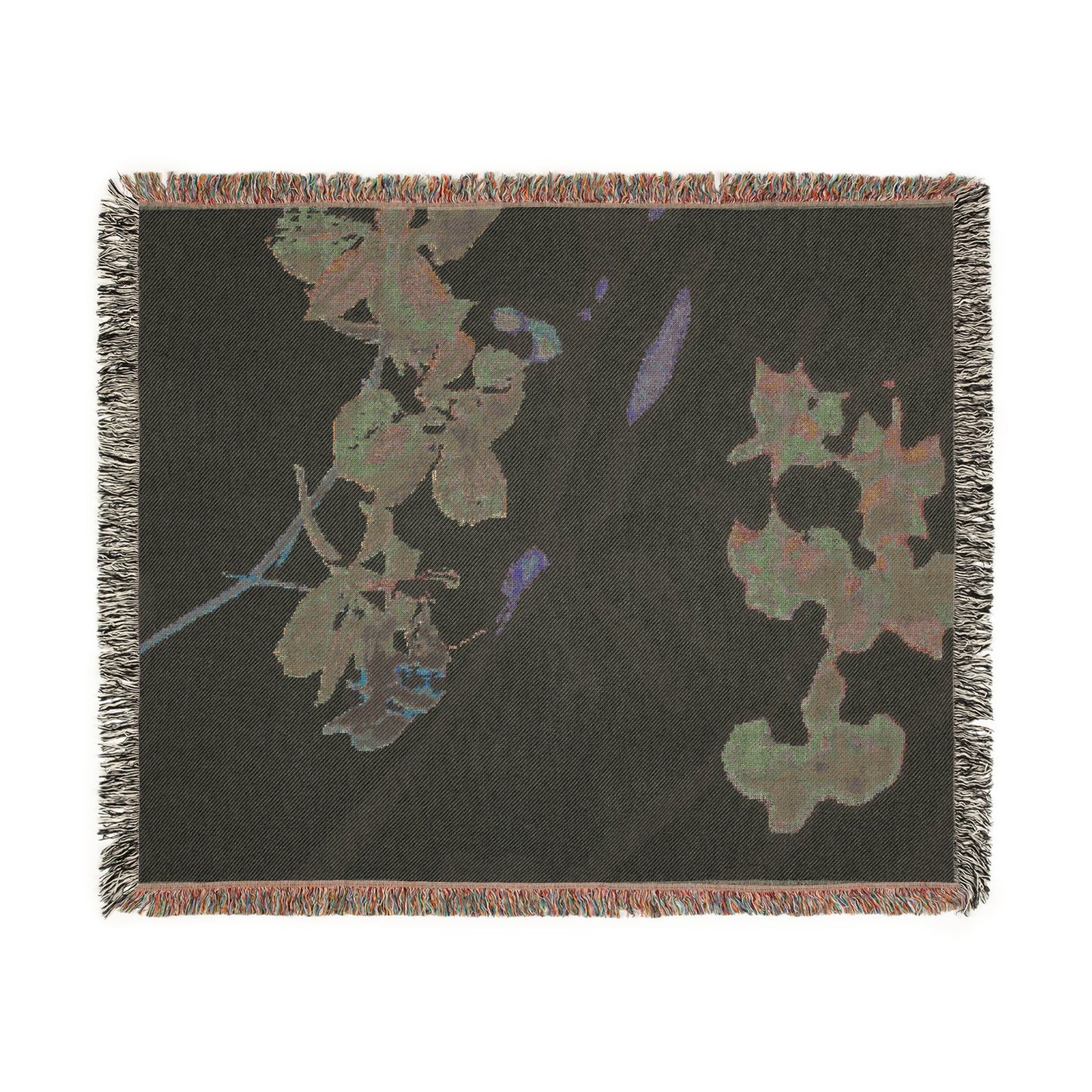 Woven Blanket - Bumble Bee on Purple Larkspur Garden Photo