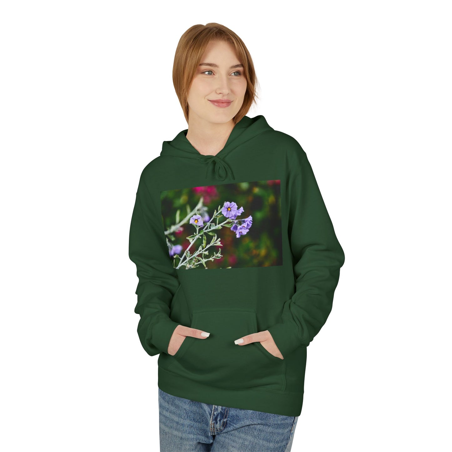 Fleece Hoodie - Native Plant Solanum umbelliferum var incanum