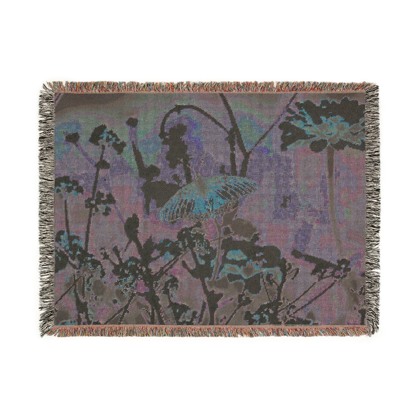 Woven Blanket - Fritillary Butterfly on Ashyleaf Buckwheat and Zinnia Design