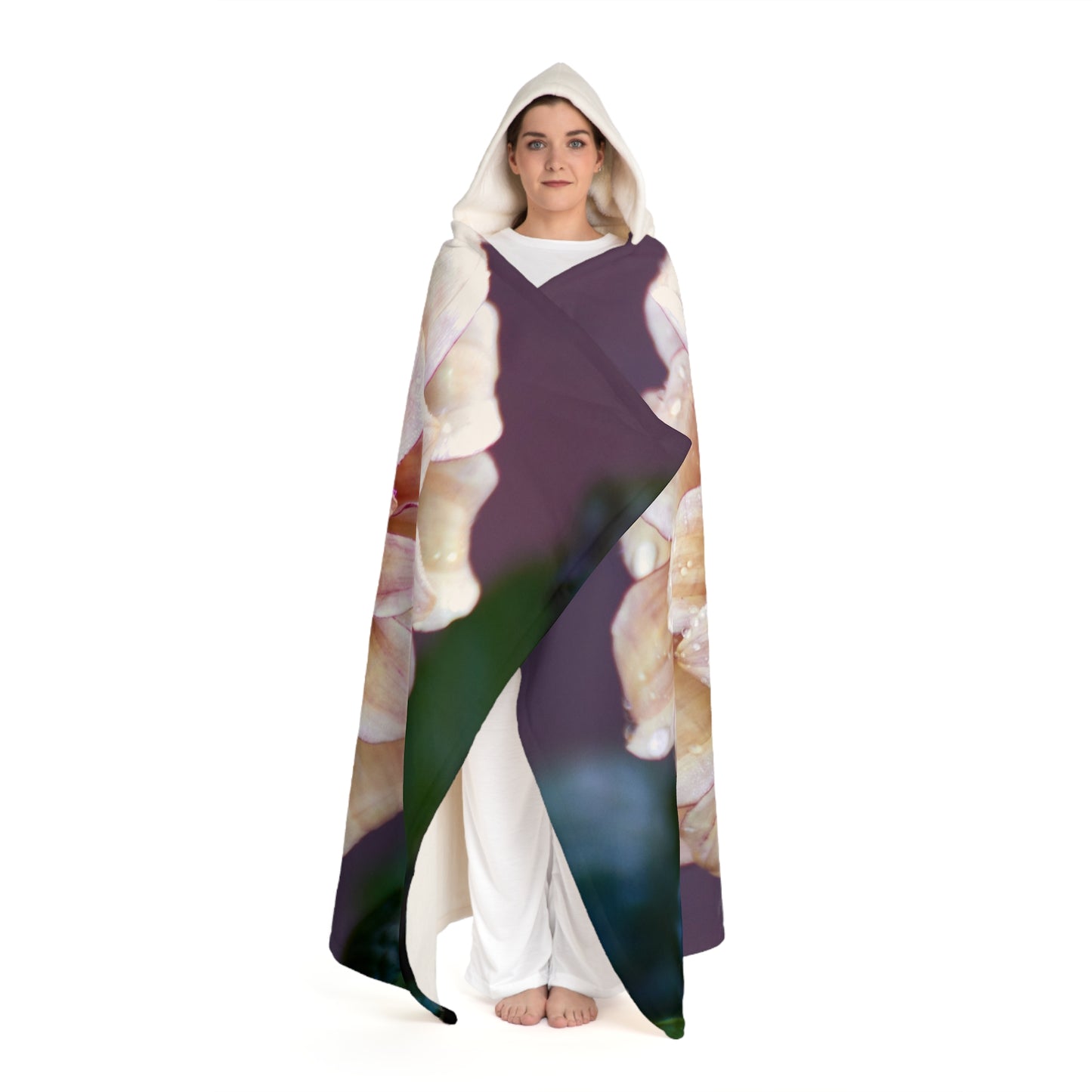 Cozy Sherpa Fleece Blanket Hooded Throw for Relaxation, Gift for Home, Indoor Use, Blanket Hoodie for Winter, Flower Design, Perfect [...]