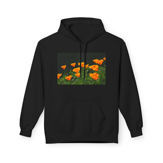 mid weight hoodie - backlit california poppies