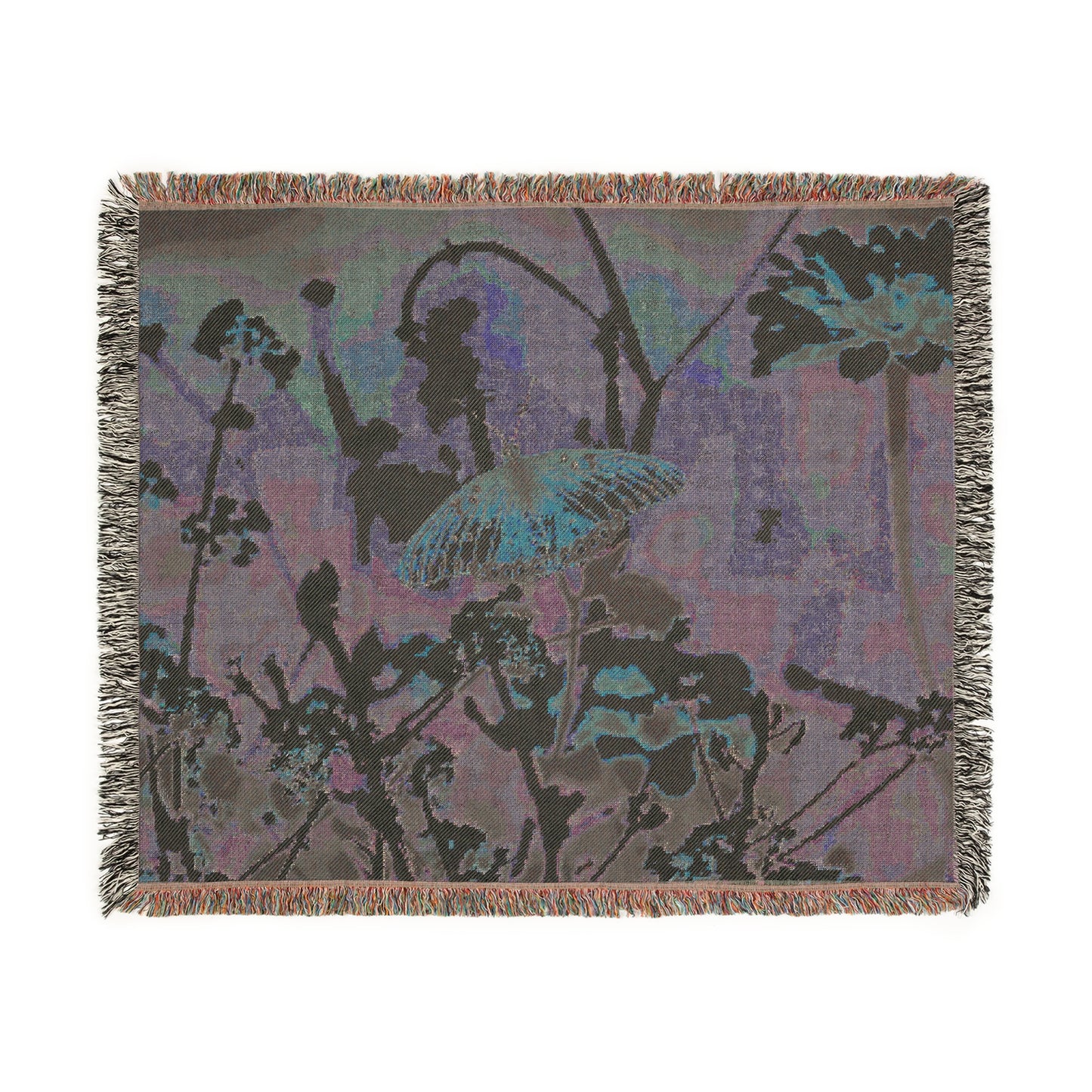 Woven Blanket - Fritillary Butterfly on Ashyleaf Buckwheat and Zinnia Design