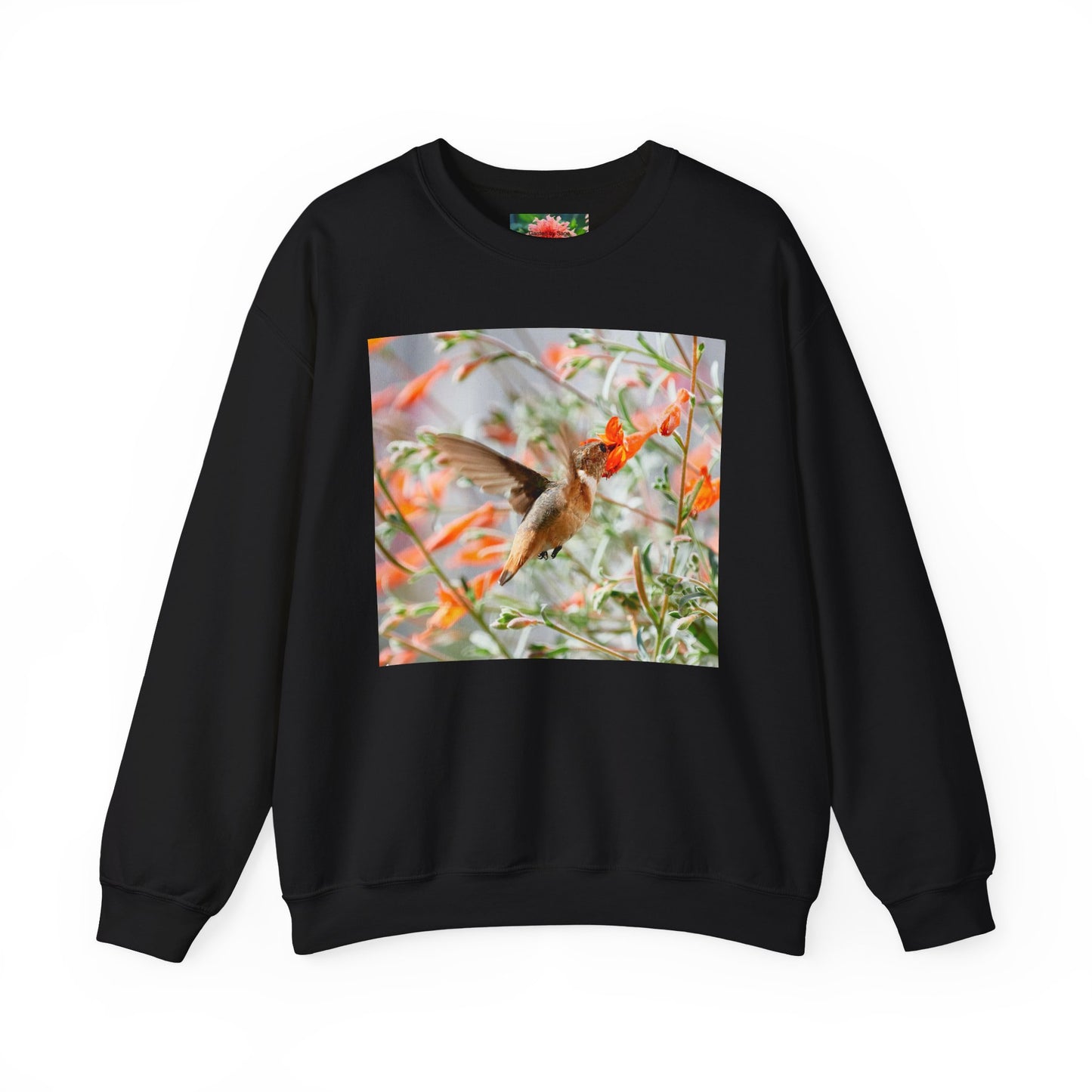 sweatshirt - hummingbird and fritillary butterfly