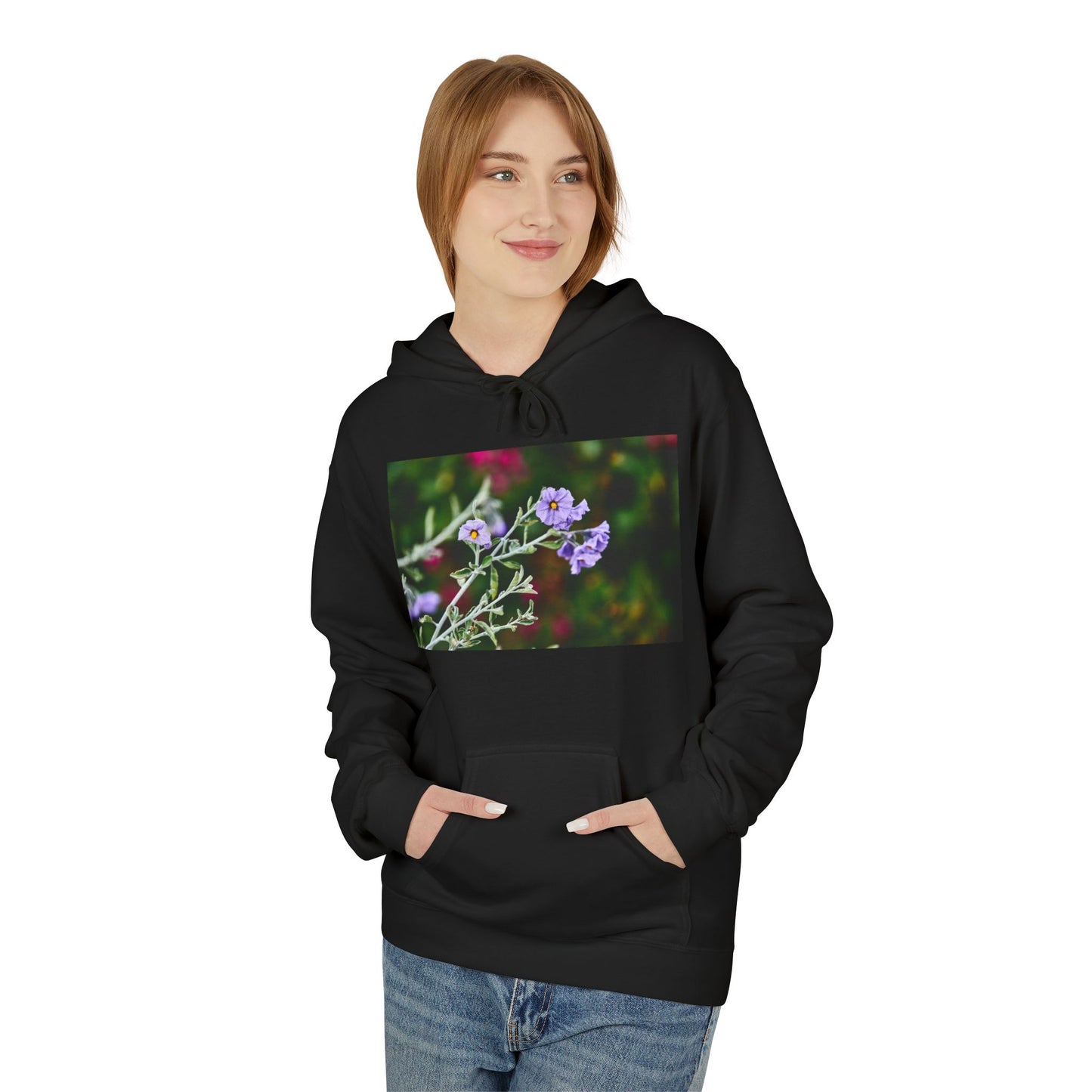 Fleece Hoodie - Native Plant Solanum umbelliferum var incanum