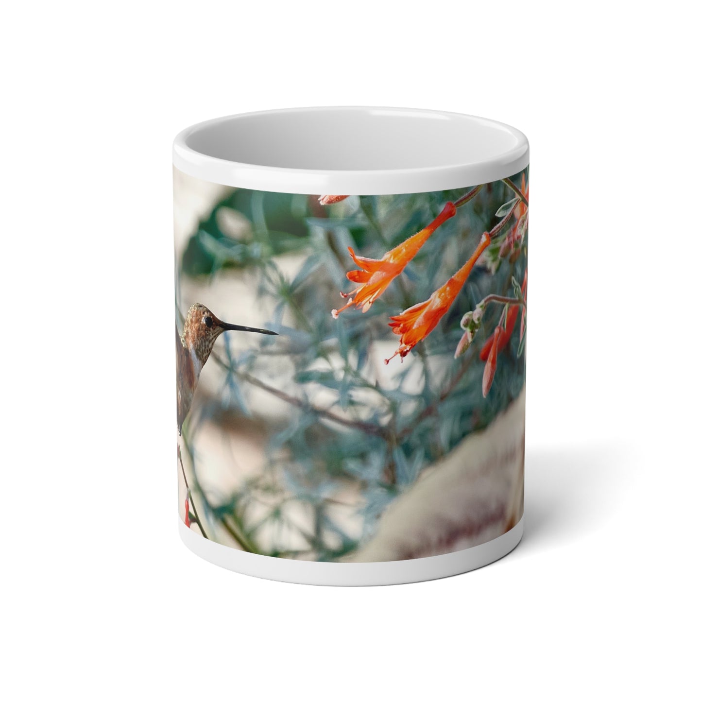 Mug - Hummingbird Drinking from Catalina Fuchsia Garden Photo Print 20oz