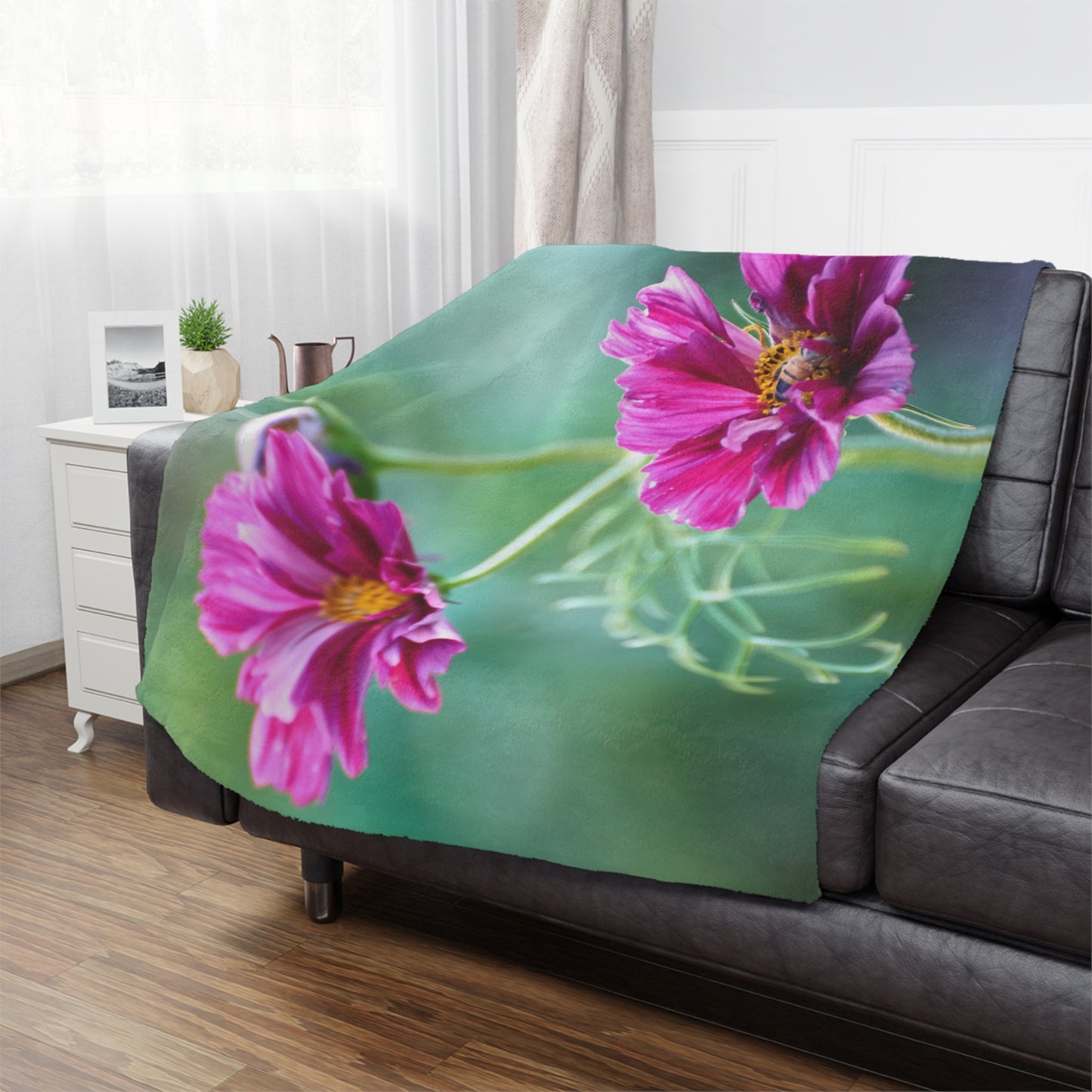 Minky Blanket - Honey Bee on Cosmos Organic Garden Design