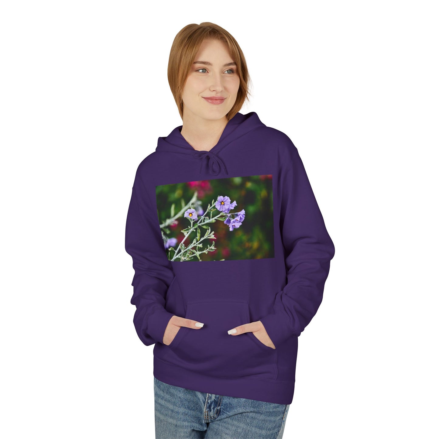 Fleece Hoodie - Native Plant Solanum umbelliferum var incanum
