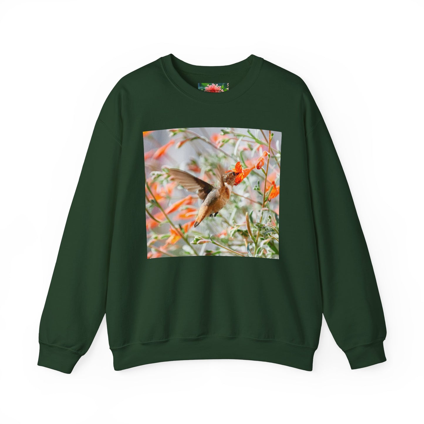sweatshirt - hummingbird and fritillary butterfly