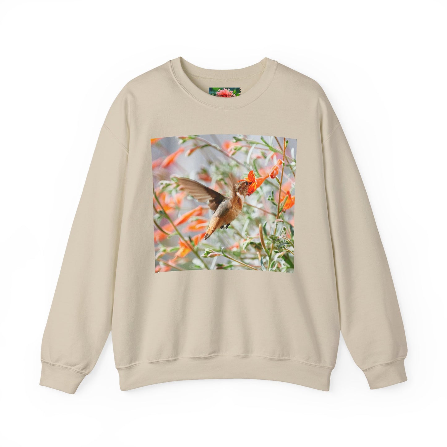 sweatshirt - hummingbird and fritillary butterfly