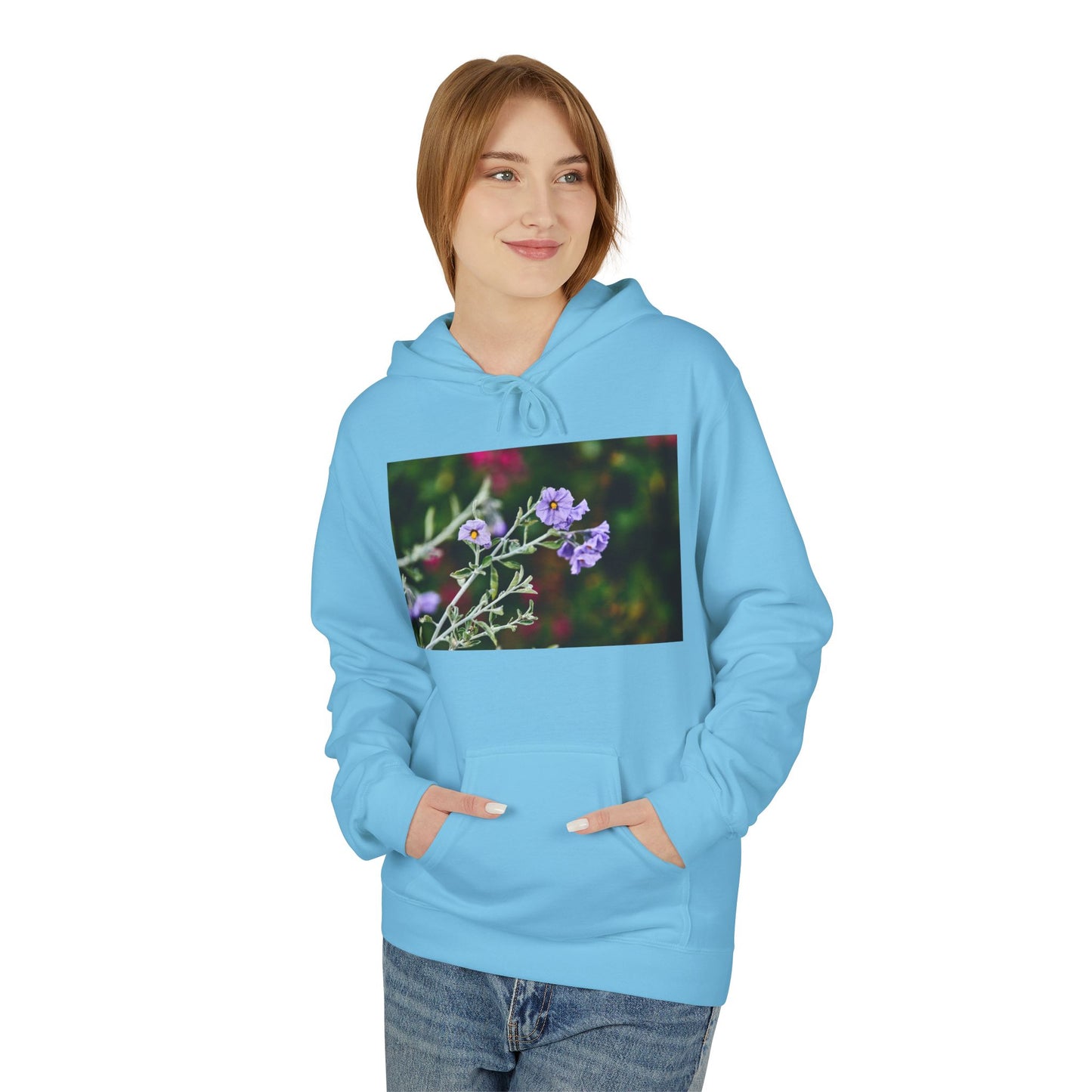 Fleece Hoodie - Native Plant Solanum umbelliferum var incanum