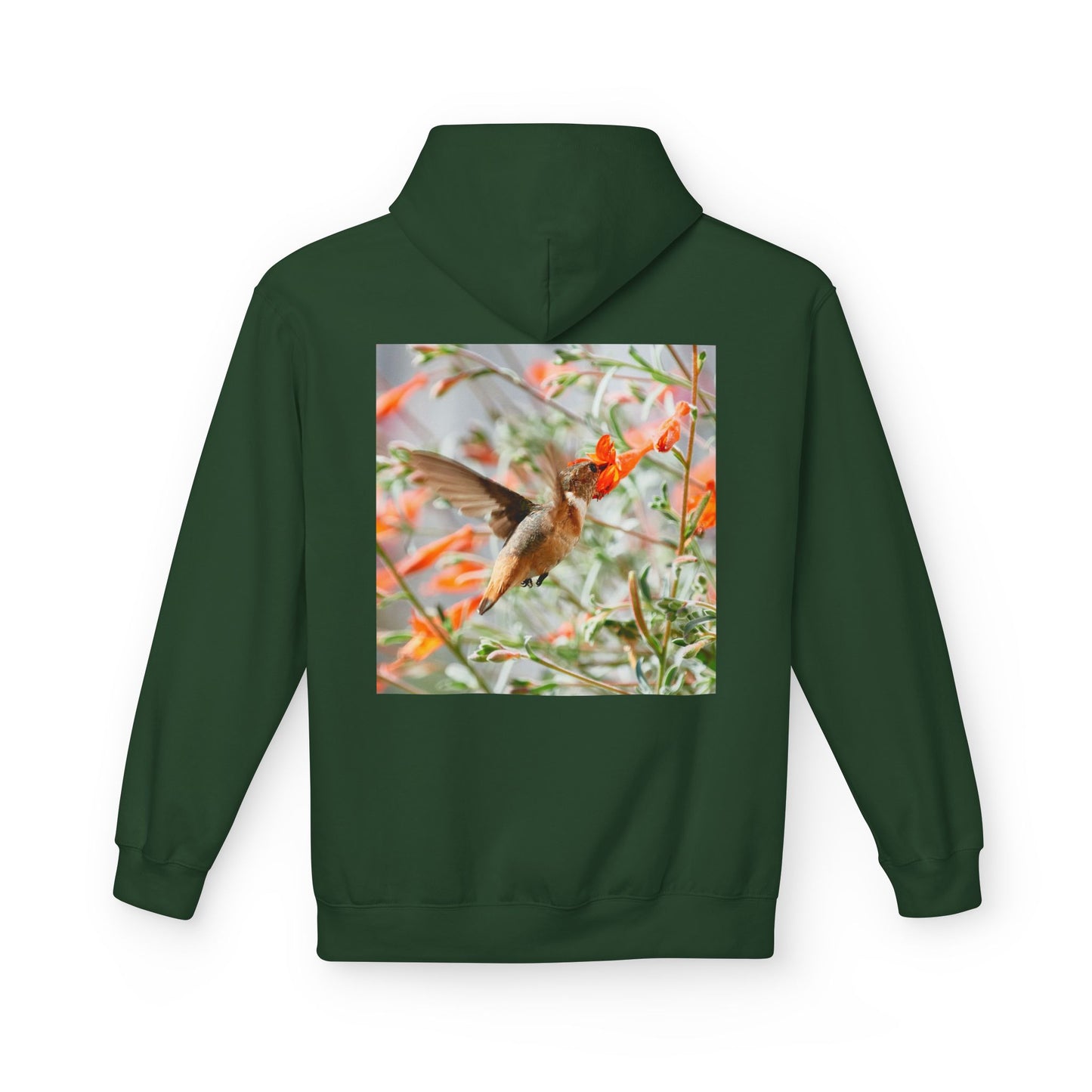 Fleece Hoodie - Hummingbird and Dahlia Garden Photography