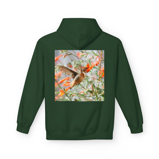 Fleece Hoodie - Hummingbird and Dahlia Garden Photography